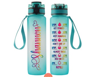 Botella de agua personalizada / Rastreador de botellas de agua / Botella de agua personalizada / Botella de agua con pajita / Botella de agua de gimnasio / Botella de agua deportiva