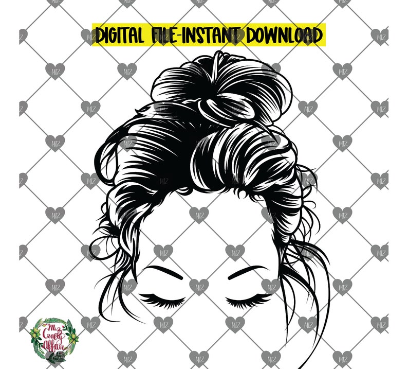 Download Messy Bun SVG Girl with Bun Messy Hair SVG File Hair Svg | Etsy