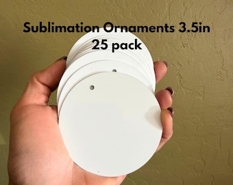 Ornement à sublimation vierge en aluminium – 3,5 po. rond, recto-verso