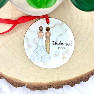 Personalized Bridesmaid Ornament: Aluminum Wedding Party Gift