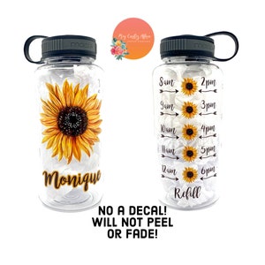 Sunflower Water Bottle| Water Bottle Tracker| Custom Water Bottle| Water Bottle with Straw| Sunflower Tumbler | Sunflower Gifts