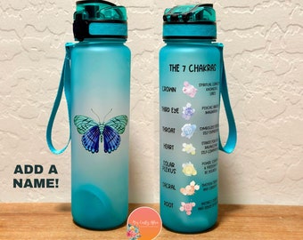 Chakras Water Bottle | Water Bottle Tracker | Personalized  Water Bottle | Water Bottle with Straw | Water Bottle | Sport Water Bottle