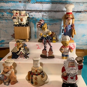 Rare Chef and Baker Themed Vintage Christmas Decorations, Cheese Knives Spreaders, Boyd’s Bears Limited Edition