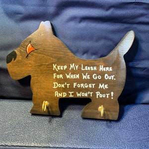Dog Leash Hanger- Hand Made Wooden Dog Shaped Wall Hanging in Excellent Condition!