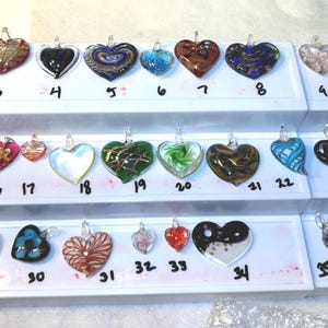 Hand Blown Glass Heart Pendant: Floral Dichromatic and Colorful Designs image 1
