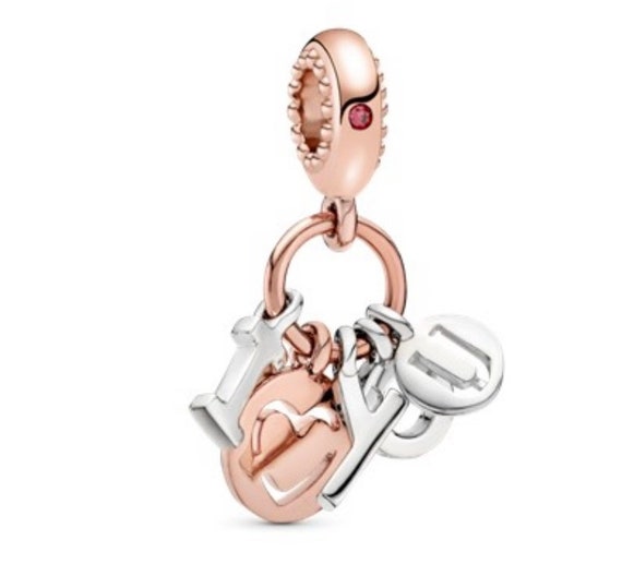 Love You Letters Dangle Charm Rose Gold 