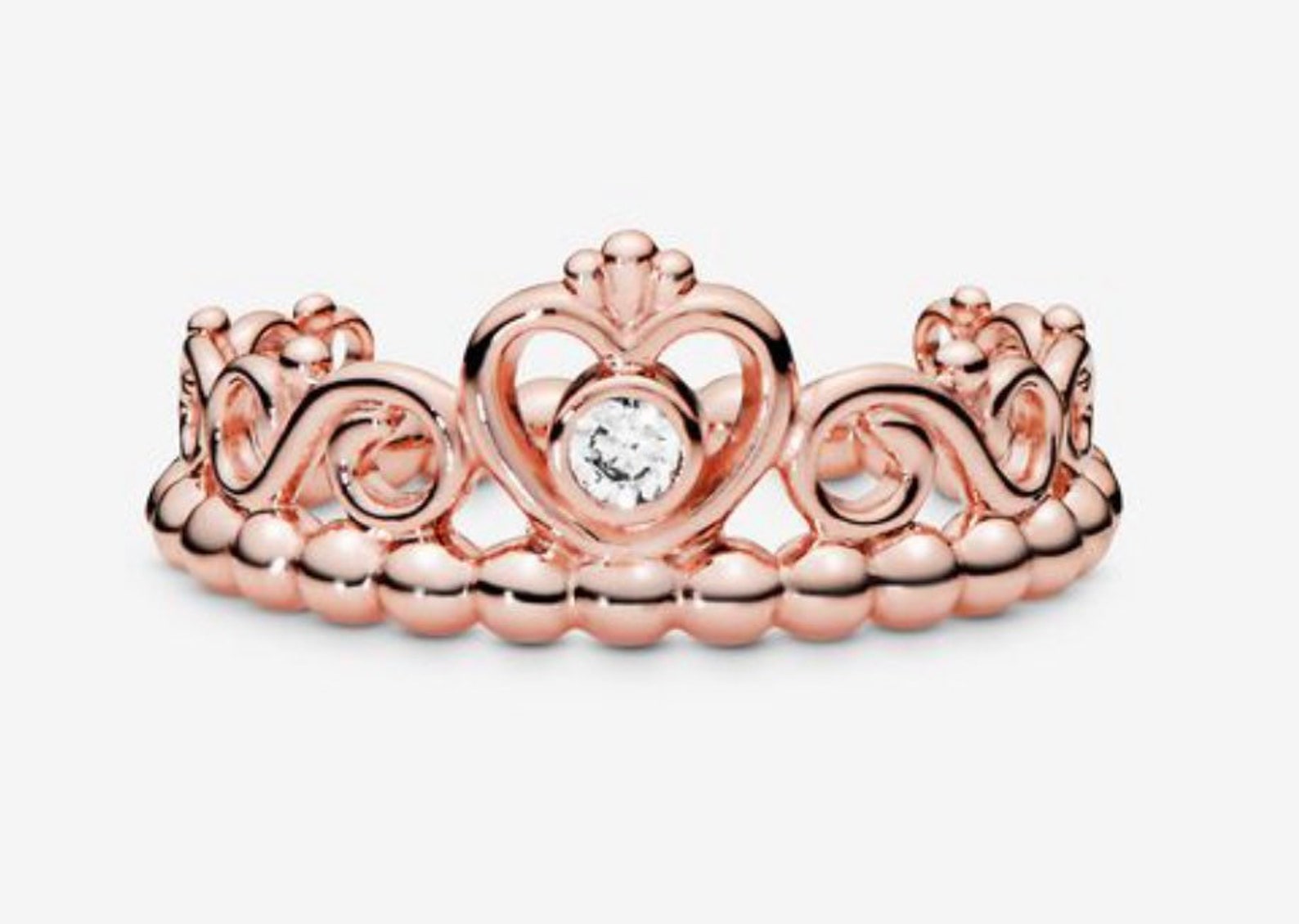 Pandora My Princess Tiara Ring: Sterling Silver Rose Gold, Cubic ...
