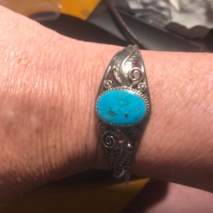 Stunning Sterling silver and Turquoise Yazzie Navajo Cuff