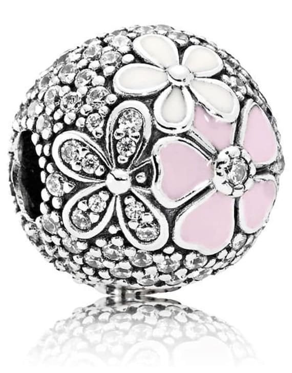 Pandora Poetic Blooms Charm Sterling Silver and Pi