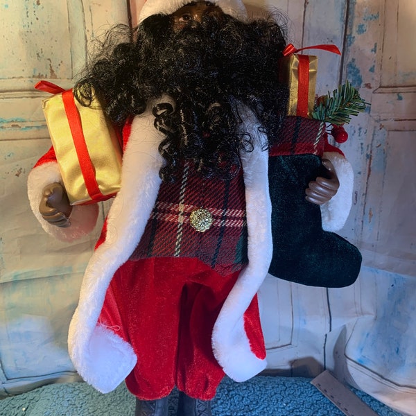 Large African American Santa Clause Statue Vintage Black Santa 19” Like NEW