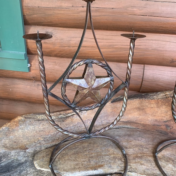 Large Metal Star Tea Candle Holder- Large Heavy Vintage Tea Candle Holder Texas Star Candle Holder