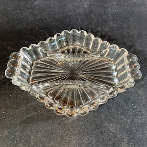 Vintage Leaded Crystal Sectioned Serving Platter Scalloped Platter in Excellent Condition!