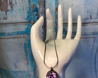 Vintage Sterling Silver Amethyst Pendant Necklace