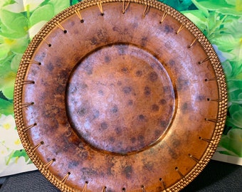 Large Decorative Terra Cotta Plate- Heavy Vintage African Art Plate for Decorative Use Only in Excellent Condition!