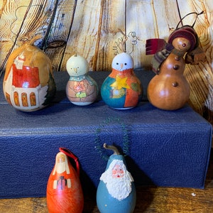 Christmas Hand Painted Gourds- Adorable Hand Painted Holiday Gourds Your Choice in Great Condition!