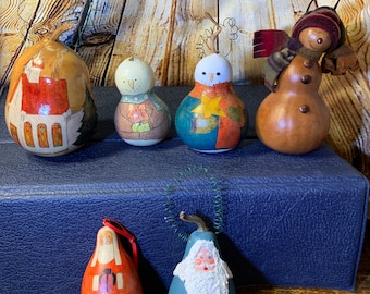 Christmas Hand Painted Gourds- Adorable Hand Painted Holiday Gourds Your Choice in Great Condition!