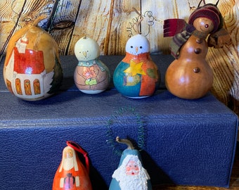 Christmas Hand Painted Gourds- Adorable Hand Painted Holiday Gourds Your Choice in Great Condition!