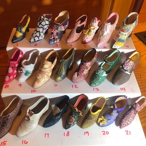 Miniature High-Heeled Bootie Style Closed Toe Shoes Collectibles Vintage Shoes. Please Read Description for Details