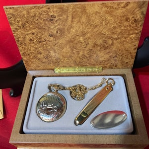Swiss Colibri Gold Plated Quartz Watch and Matching Pocket Knife