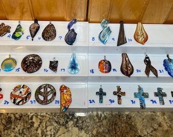 Hand Blown Stunning Glass Pendants NEW Butterflies, Ocean, Crosses, Floral, Dichromatic and More. One-of-a-kind!!