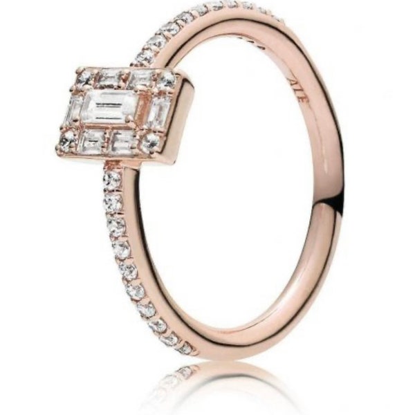 Pandora Luminous Ice Ring NEW with Cubic Zirconia in Sterling Silver and Rose Gold 197541CZ