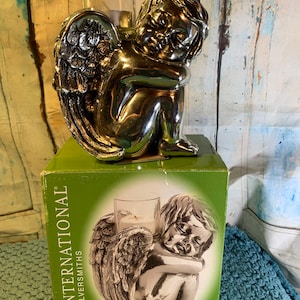 Rare Sleeping Angel TeaLight Candle Holder by International Silver NEW in Original Box!