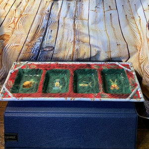 Christmas Divided Platter- Vintage Hand Painted Holiday Platter in Excellent Condition!