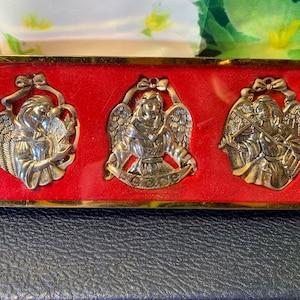 Gorham Christmas Ornament Set- Vintage Silver Set of Angel Ornaments NEW in Great Condition!