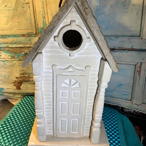 Decorative Birdhouse- Large Hanging Birdhouse Beige with Front Door and Windows in Excellent Like NEW Condition!