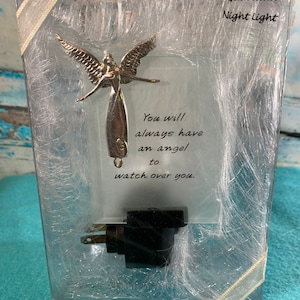 Glass And Silver Vintage “Guardian Night Light” NEW in Original Box in Excellent Condition!