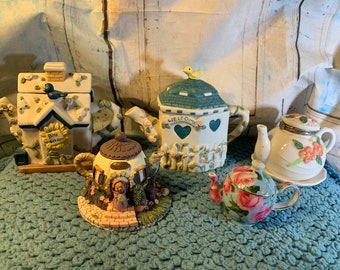 Several Ceramic Teapots Collectibles Vintage Delicate Beautiful!! Your Choice!! Apples, Birds, Flowers and Pear.