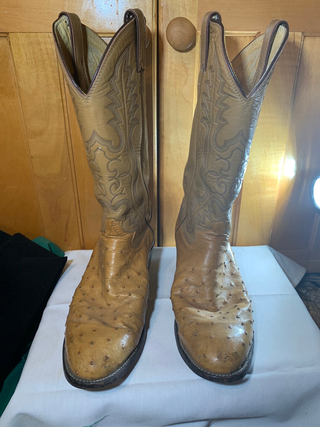 Mens Full Quill Vintage Justin Dress Boots Light Brown 8.5D Etsy