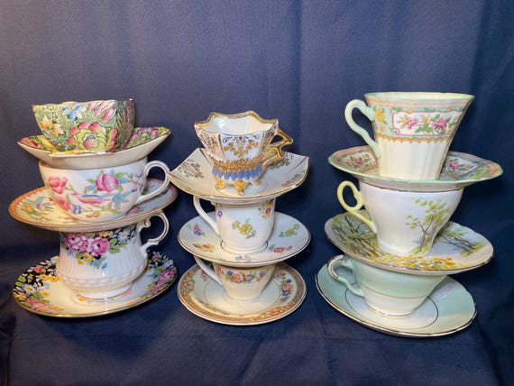 Fine Bone China Teacups and Saucer Sets. Each Made in England. Your Choice From Several Beautiful Sets! Roses, Daffodils, Asian Influence