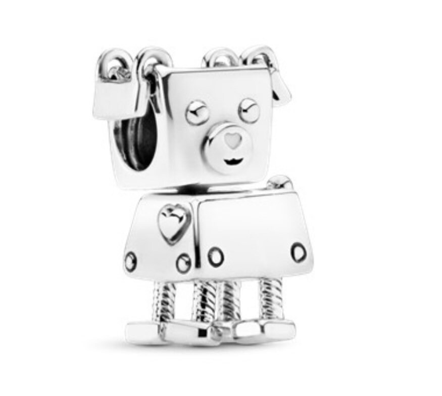 925 Sterling Silver Bobby Bot Charm White Enamel Fit European Bracelet 925 Sterling Silver Bobby Bot Charm White Enamel Fit European Bracelet