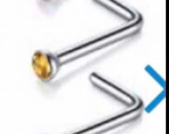 Nose Studs - Straight, Twist and L Shaped 20,22 and 24 gauge Many Colors NEW