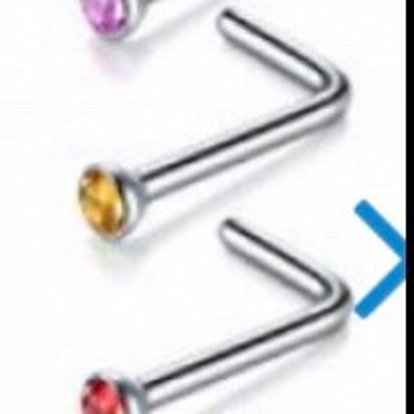 Nose Studs - Straight, Twist and L Shaped 20,22 and 24 gauge Many Colors NEW