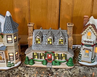 Vintage Lefton Christmas Colonial Village: Light-Up Porcelain Houses and Shops Your Choice.