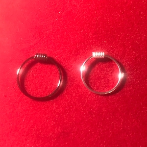 Threader Wrapped Hoop Ring Set of Two Surgical Steel 22 gauge 8 or 10 mm Silver or Black Wrapped NEW