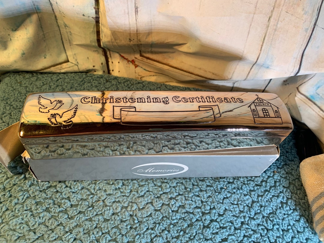 Silver Plated Christening Certificate Holder NEW in Original Etsy