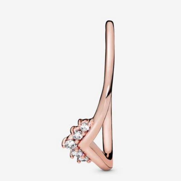 Pandora Tiara Wishbone Ring NEW in Sterling Silver and Rose Gold 198282CZ