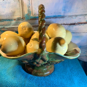 Basket of Lemons- Vintage Ceramic Decorative Basket of Lemons Made in Italy in Great Condition!