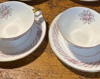 Tazas y platillos antiguos de porcelana fina Noritake. Modelo Pamela n.° 5172. Piezas individuales (taza y platillo). ¡También disponibles piezas a juego!
