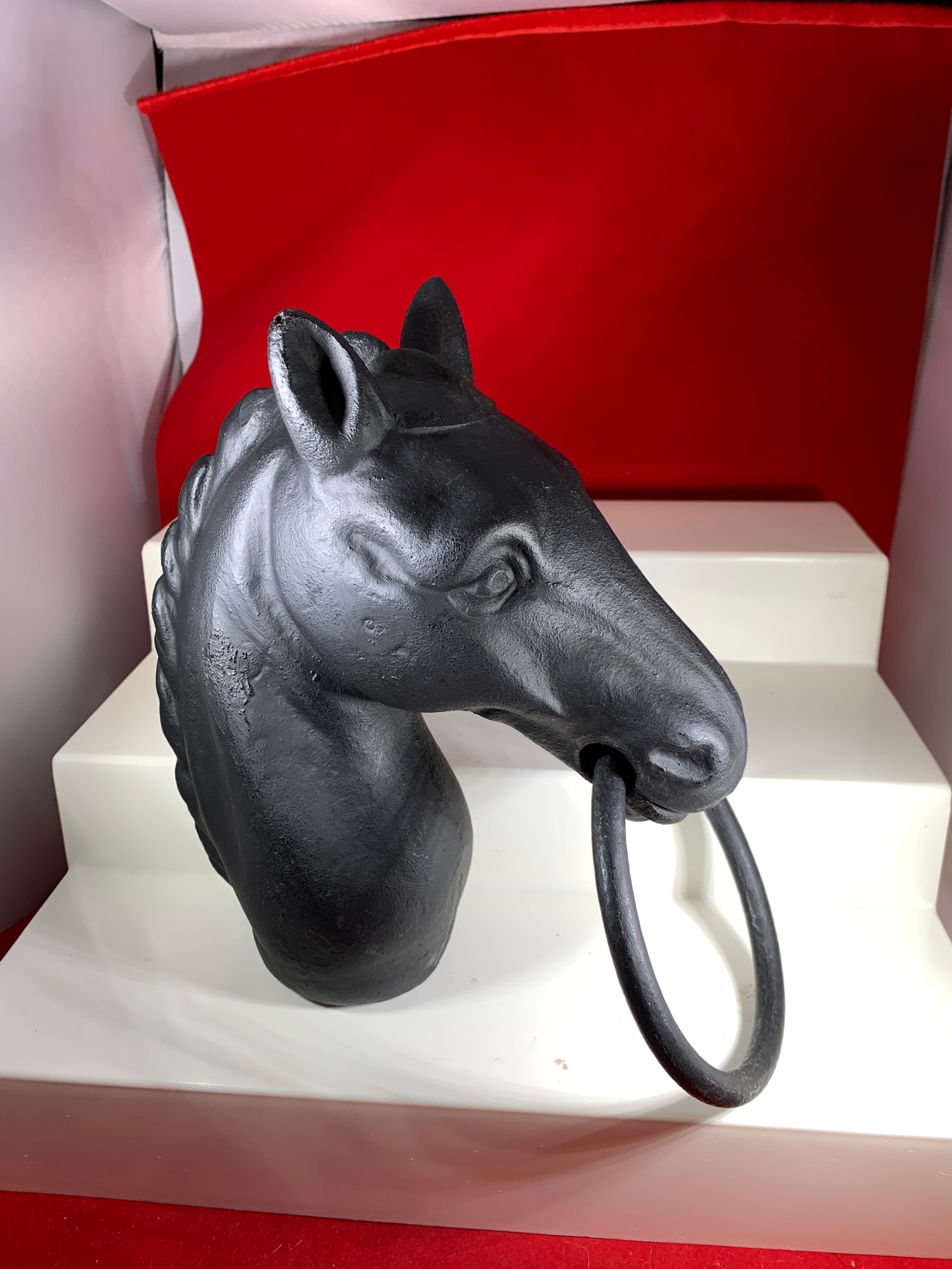 Vintage Cast Iron Horse Head Hitching Post Topper Equestrian Etsy