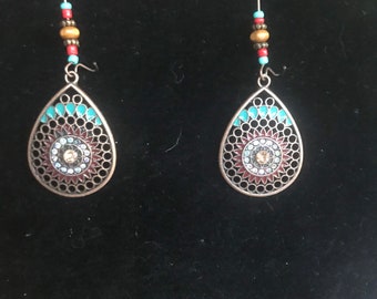 Copper and Beaded Earrings