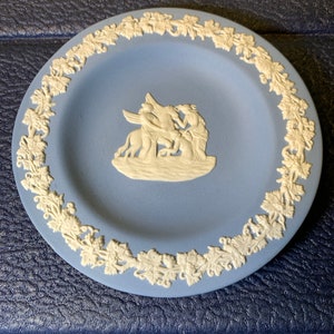 Wedgwood Small Plate- Vintage Porcelain Wedgwood Blue and Cream Plate in Excellent Condition