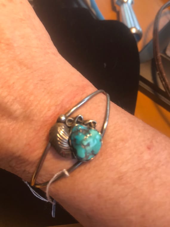 Navajo sterling silver and turquoise cuff