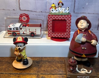 Vintage Firefighter Collectibles,Disney Mickey, Russ Berrie Bobble Guyz, Dalmatian Music/Photo Box,Code 3 Diecast Fire Truck. Your Choice!!