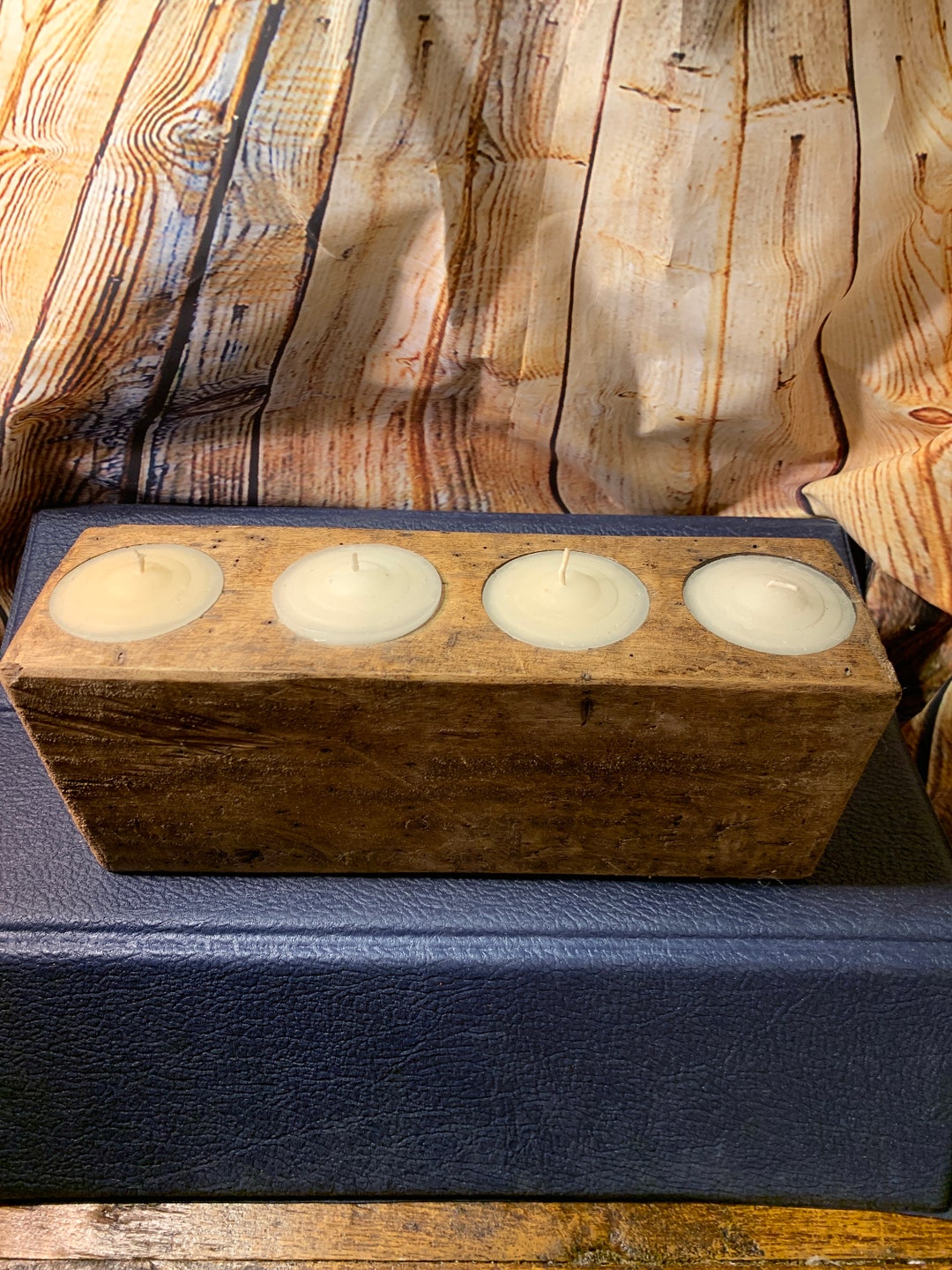 Wooden Sugar Mold Candle Holder Heavy Wood Candle Holder With Four