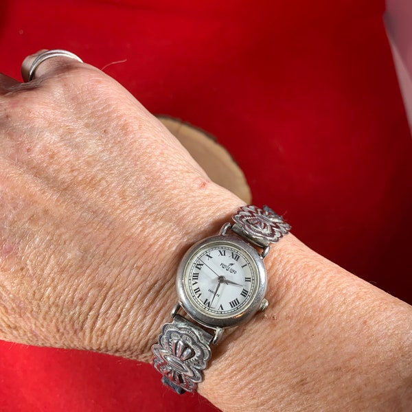 Peyote Bird Sterling Silver and Leather Quartz Watch