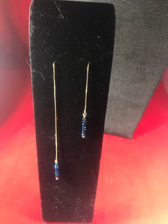Pull Through Gold Earrings In Metallic Blue or Bla